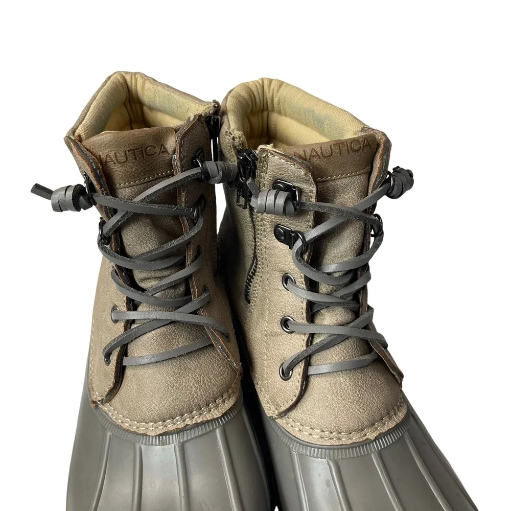Nautica‎ Women's Waterproof Duck Boots Taupe Zip Lace Up Size 11